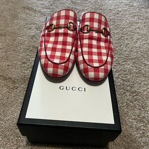 Gucci Red Checkered Loafers